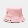 Punk Spiked Rivet Bucket Cap with Metal Rings Panama Streetwear Cap-Bucket Hats-Arimonz-Arimonz