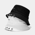 Punk Spiked Rivet Bucket Cap with Metal Rings Panama Streetwear Cap-Bucket Hats-Arimonz-Arimonz