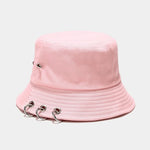 Punk Spiked Rivet Bucket Cap with Metal Rings Panama Streetwear Cap-Bucket Hats-Arimonz-Arimonz