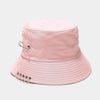 Punk Spiked Rivet Bucket Cap with Metal Rings Panama Streetwear Cap-Bucket Hats-Arimonz-Brooch pink-22in-Arimonz