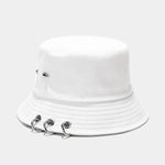 Punk Spiked Rivet Bucket Cap with Metal Rings Panama Streetwear Cap-Bucket Hats-Arimonz-Rivets white-22in-Arimonz