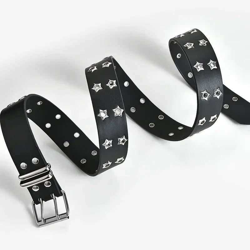 Punk Style Chain Belt Adjustable Hollow Star Double Metal Buckle-Belts-Arimonz-Arimonz