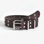 Punk Style Chain Belt Adjustable Hollow Star Double Metal Buckle-Belts-Arimonz-coffee-1.29in-43in-Arimonz