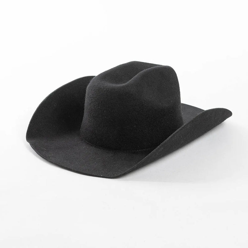 Pure Wool Cowboy Top Hat Felt Cowgirl Fedora for Autumn and Winter-Hats-Arimonz-black-22in-Arimonz