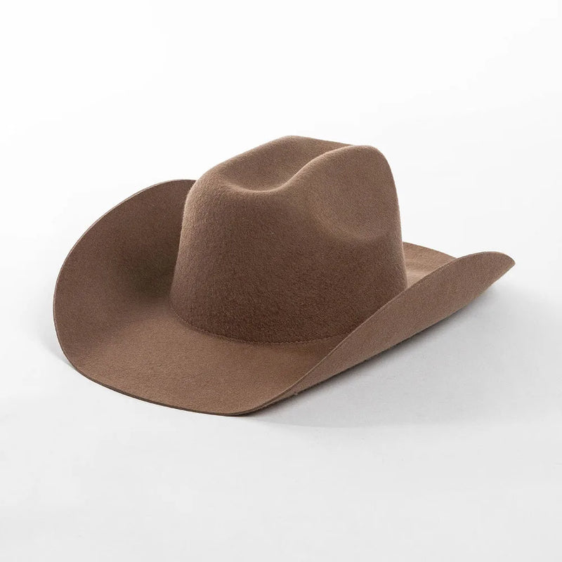 Pure Wool Cowboy Top Hat Felt Cowgirl Fedora for Autumn and Winter-Hats-Arimonz-Dark khaki-22in-Arimonz