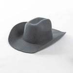 Pure Wool Cowboy Top Hat Felt Cowgirl Fedora for Autumn and Winter-Hats-Arimonz-Foggy gray-22in-Arimonz