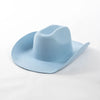 Pure Wool Cowboy Top Hat Felt Cowgirl Fedora for Autumn and Winter-Hats-Arimonz-Lake Blue-22in-Arimonz
