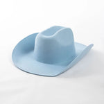 Pure Wool Cowboy Top Hat Felt Cowgirl Fedora for Autumn and Winter-Hats-Arimonz-Lake Blue-22in-Arimonz