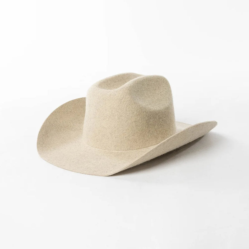 Pure Wool Cowboy Top Hat Felt Cowgirl Fedora for Autumn and Winter-Hats-Arimonz-oatmeal color-22in-Arimonz
