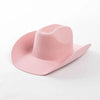 Pure Wool Cowboy Top Hat Felt Cowgirl Fedora for Autumn and Winter-Hats-Arimonz-Pink-22in-Arimonz