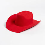 Pure Wool Cowboy Top Hat Felt Cowgirl Fedora for Autumn and Winter-Hats-Arimonz-Red-22in-Arimonz