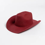 Pure Wool Cowboy Top Hat Felt Cowgirl Fedora for Autumn and Winter-Hats-Arimonz-wine red-22in-Arimonz