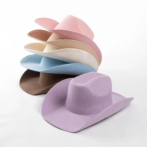 Pure Wool Cowboy Top Hat Felt Cowgirl Fedora for Autumn and Winter-Hats-Arimonz-Arimonz