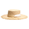 Raffia Straw Sun Summer Hat Wide Brim Boater Casual Lace Up Flat Hat-Summer Hats-Arimonz-Arimonz