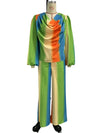 Rainbow Gradient Lantern Sleeve Top and Wide Leg Pants Two Piece Set-Wear To Work Sets-Arimonz-Arimonz