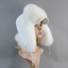 Real Leather Fox Fur Women Hat Snow Skiing Earflap Winter Outdoor Cap-Winter Hats-Arimonz-white-Adjustable-Arimonz