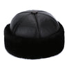 Real Leather Retro Warm Winter Cap with Thick Velvet Lining Bomber Hat-Winter Hats-Arimonz-Black-21-22in-Arimonz