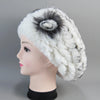 Real Rex Rabbit Fur Beanie Natural Knitted Fur Beret Warm Winter Hat-Winter Hats-Arimonz-Arimonz