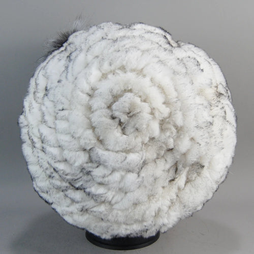 Real Rex Rabbit Fur Beanie Natural Knitted Fur Beret Warm Winter Hat-Winter Hats-Arimonz-Arimonz