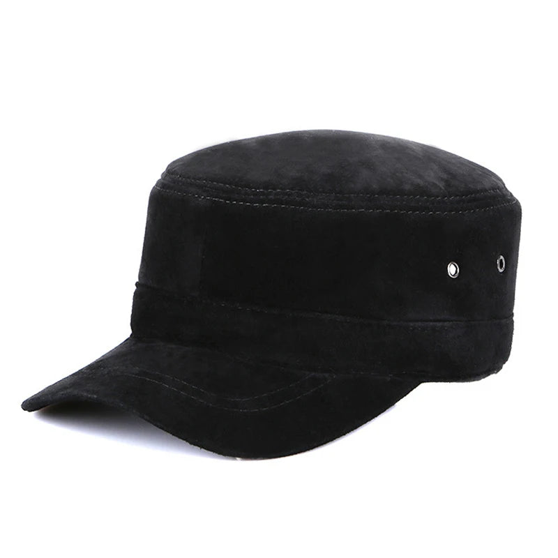 Real Sheepskin Leather Cap New Fashion Fall Winter Leather Unisex Hat-Winter Hats-Arimonz-color 1-Adjustable-Arimonz