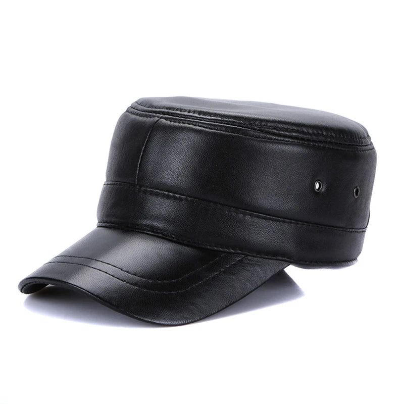 Real Sheepskin Leather Cap New Fashion Fall Winter Leather Unisex Hat-Winter Hats-Arimonz-color 3-Adjustable-Arimonz