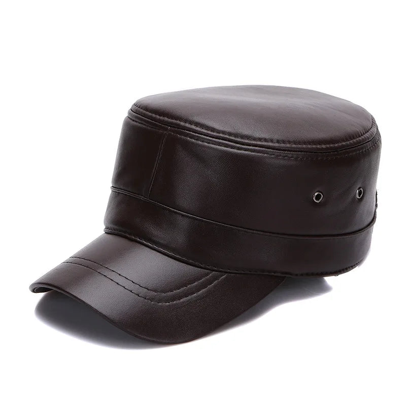 Real Sheepskin Leather Cap New Fashion Fall Winter Leather Unisex Hat-Winter Hats-Arimonz-color 5-Adjustable-Arimonz