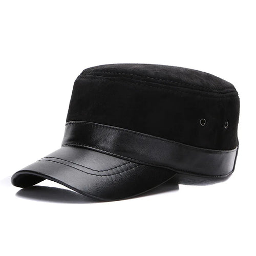 Real Sheepskin Leather Cap New Fashion Fall Winter Leather Unisex Hat-Winter Hats-Arimonz-color 6-Adjustable-Arimonz
