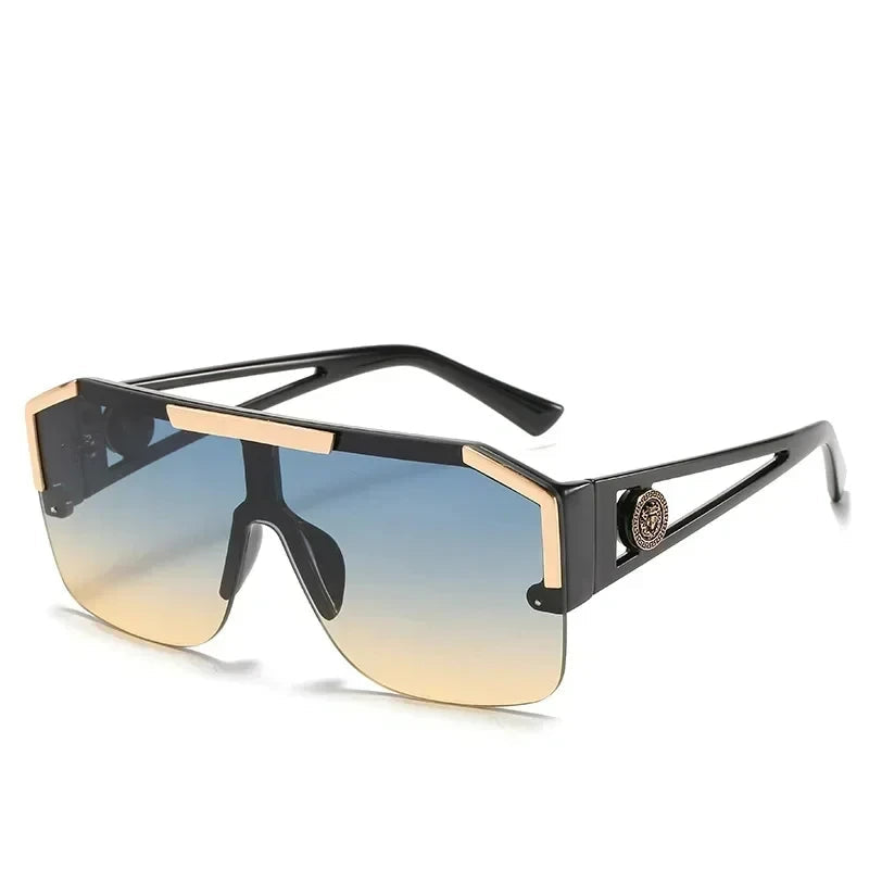 Retro Big Square Oversized Designer Sunglasses Fashion Shades Sunglass-Sunglasses-Arimonz-Green Yellow-Arimonz
