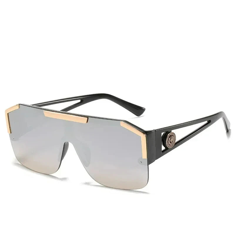 Retro Big Square Oversized Designer Sunglasses Fashion Shades Sunglass-Sunglasses-Arimonz-Silver-Arimonz