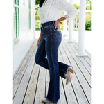 Retro Edge Washed Double Buckle High Waist Straight-Leg Jeans-Skinny Jeans-Arimonz-Arimonz