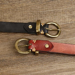 Retro Genuine Cowskin Belt Women’s Cowhide Belt with Copper Pin Buckle-Belts-Arimonz-Arimonz