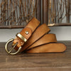 Retro Genuine Cowskin Belt Women’s Cowhide Belt with Copper Pin Buckle-Belts-Arimonz-Khaki-90cm/35in-Arimonz