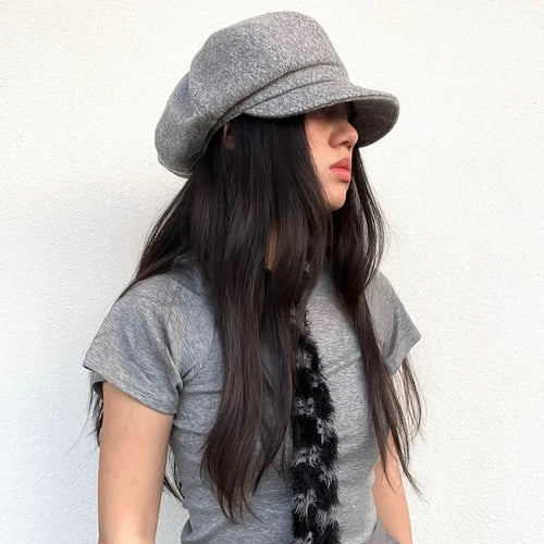 Retro Knitted Beret High-End Solid Color Octagonal Cap Warm Winter Cap-Hats-Arimonz-Arimonz