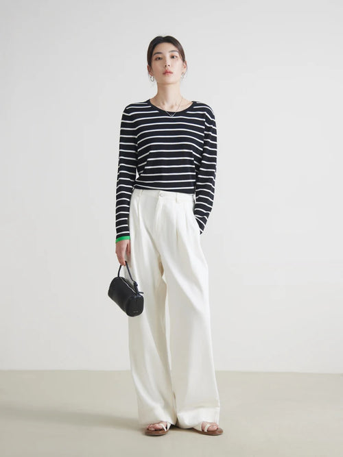 Retro Loose Straight White Jeans for Women Spring High Waist Trouser-Pants-Arimonz-Arimonz