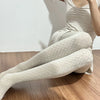 Retro Vertical Stripe Tights Wave Plaid Pantyhose Bottoming Stockings-Socks & Tights-Arimonz-Milky White-Arimonz