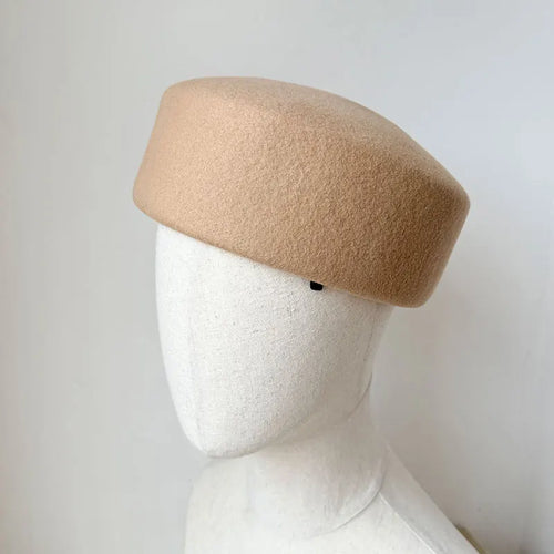 Retro Wool Felt Newsboy Hat Fashion Formal Hard Top Wool Beret Cap-Winter Hats-Arimonz-Arimonz