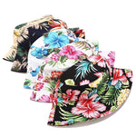 Reversible Flower Print Bucket Hat Travel Outdoor Panama Bucket Cap-Bucket Hats-Arimonz-Arimonz