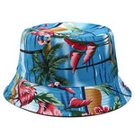 Reversible Flower Print Bucket Hat Travel Outdoor Panama Bucket Cap-Bucket Hats-Arimonz-Blue-Arimonz