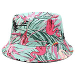 Reversible Flower Print Bucket Hat Travel Outdoor Panama Bucket Cap-Bucket Hats-Arimonz-light blue-Arimonz