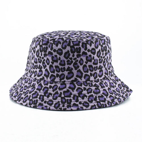 Reversible Leopard Print Bucket Hat Cotton Panama Outdoor Sun Cap-Bucket Hats-Arimonz-Arimonz