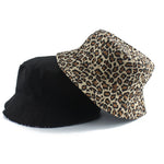 Reversible Leopard Print Bucket Hat Cotton Panama Outdoor Sun Cap-Bucket Hats-Arimonz-Arimonz