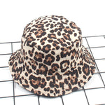 Reversible Leopard Print Bucket Hat Cotton Panama Outdoor Sun Cap-Bucket Hats-Arimonz-D leopard Khaki-Arimonz