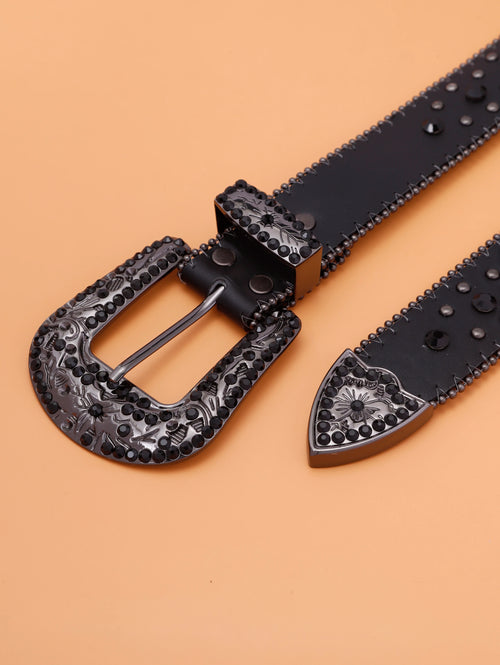 Rhinestone Belt Women Pu Leather Strap With Diamond Belt Western Belt-Belts-Arimonz-Arimonz