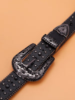 Rhinestone Belt Women Pu Leather Strap With Diamond Belt Western Belt-Belts-Arimonz-Arimonz