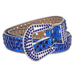 Rhinestone Large Size Belt Women Belt Western Denim Shiny Rivet Design-Belts-Arimonz-DEEP BLUE-125cm/49inches-Arimonz