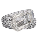 Rhinestone Large Size Belt Women Belt Western Denim Shiny Rivet Design-Belts-Arimonz-Silver-105cm/41inches-Arimonz
