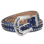 Rhinestone Large Size Belt Women Belt Western Denim Shiny Rivet Design-Belts-Arimonz-Sky blue-115cm/45inches-Arimonz