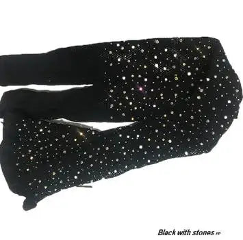 Rhinestone Women Tights Professional Ballroom Dance Stocking Pantyhose-Socks & Tights-Arimonz-Black-One Size-Arimonz