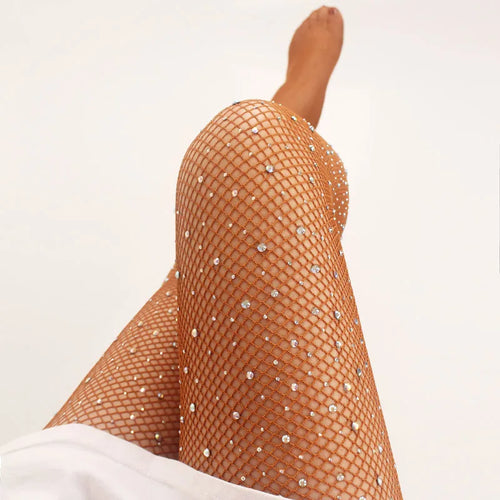 Rhinestone Women Tights Professional Ballroom Dance Stocking Pantyhose-Socks & Tights-Arimonz-Arimonz
