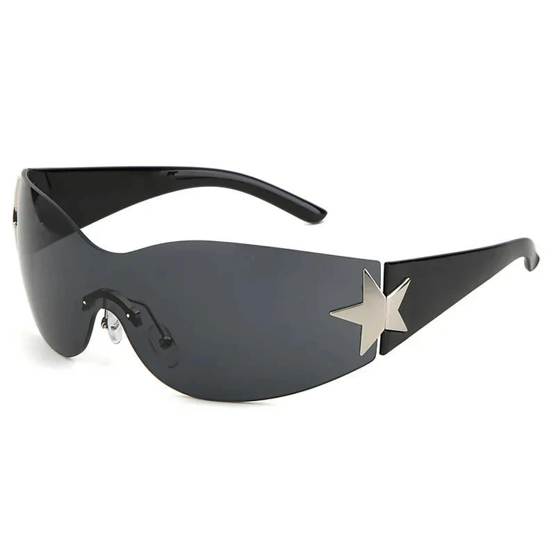 Rimless Decoration Integrated Y2K Fashion Beach Party Sunglasses-Sunglasses-Arimonz-Black Gray-Arimonz